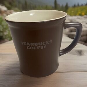 Starbucks 2008 Dark Chocolate Brown/White Coffee Mug Cup Large 16 oz Gift Good